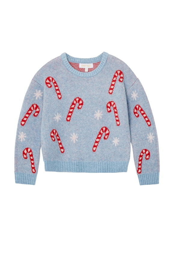 Girls Bow Print Ombre Sweater, Sizes 4-18