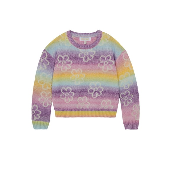 Planet Gold Girls Bow Print Ombre Sweater, Sizes 4-18