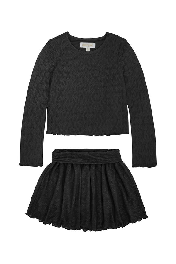 Girls' Long Sleeve Lace Top and Skirt, 2-Piece Set, Sizes 4-18