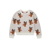 Planet Gold Girls Bow Print Ombre Sweater, Sizes 4-18