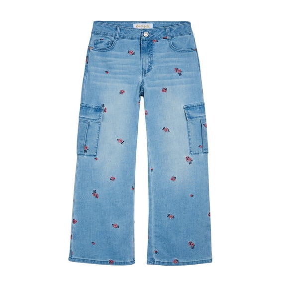 Planet Gold Girls Wide Leg Cargo Jeans, Size 4-18