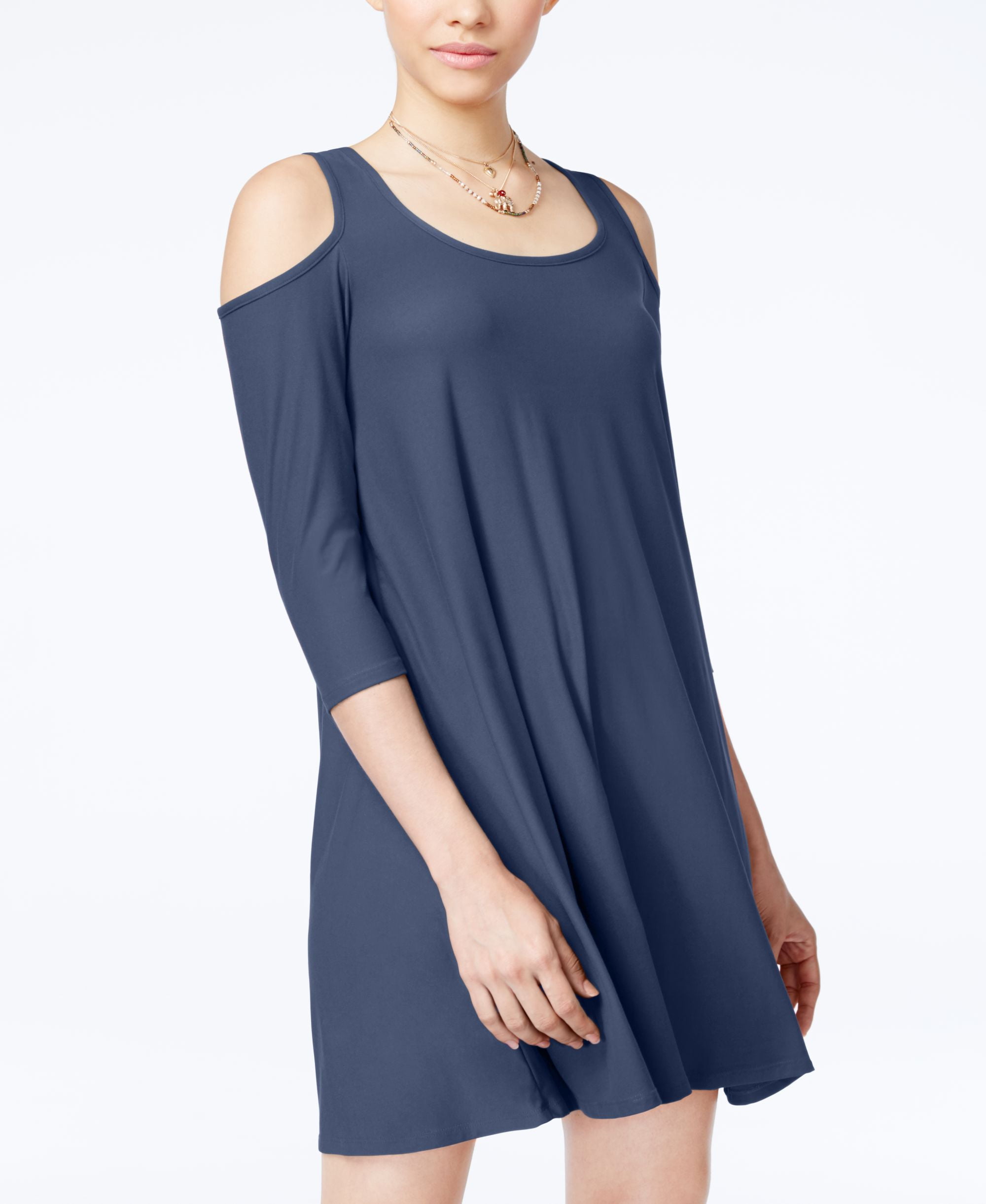 Planet Gold Juniors Cold Shoulder Dress Navy XS - Walmart.com