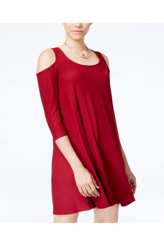 Juniors Cold Shoulder Dress Red XS