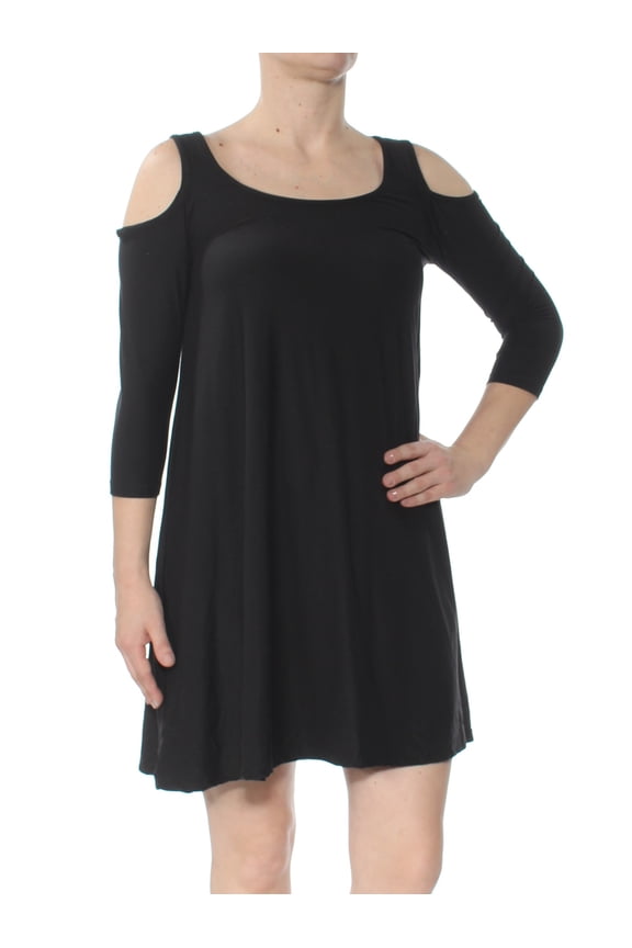 Juniors' Cold-Shoulder Dress (S, Black Beauty)
