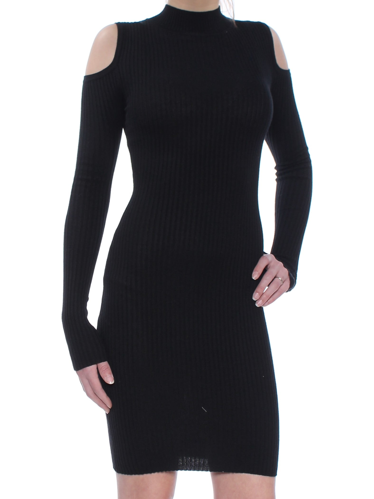 planet gold cold shoulder dress Planet Gold Juniors' Cold-Shoulder Sheath Dress (Black, S)