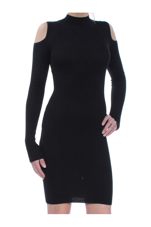 Juniors' Cold-Shoulder Sheath Dress (Black, S)