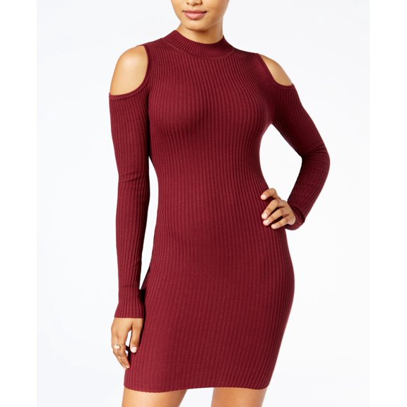 Planet Gold Juniors Cold Shoulder Sheath Dress Windsor Wine XL