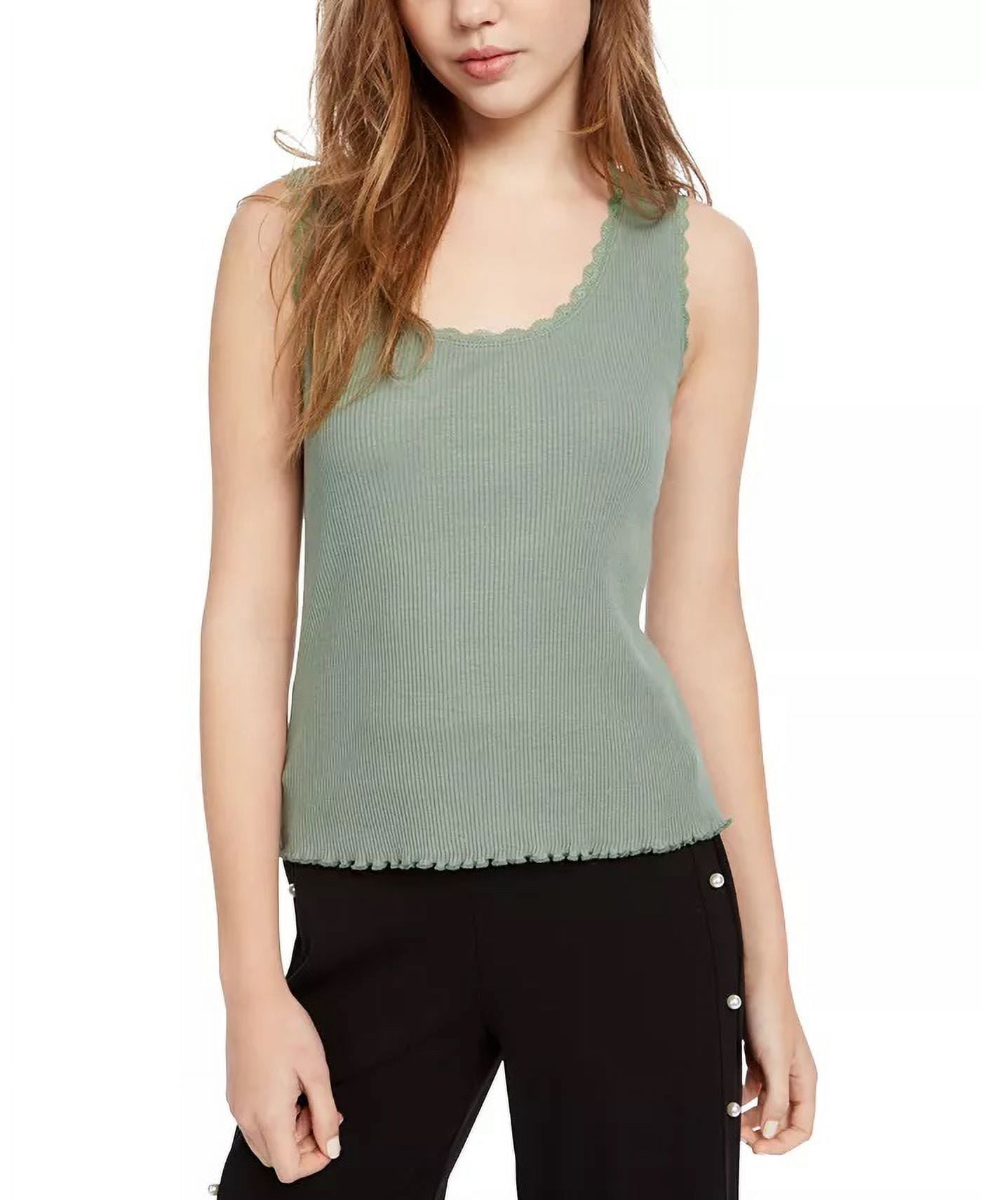 Lace Trim Ribbed Tank Top