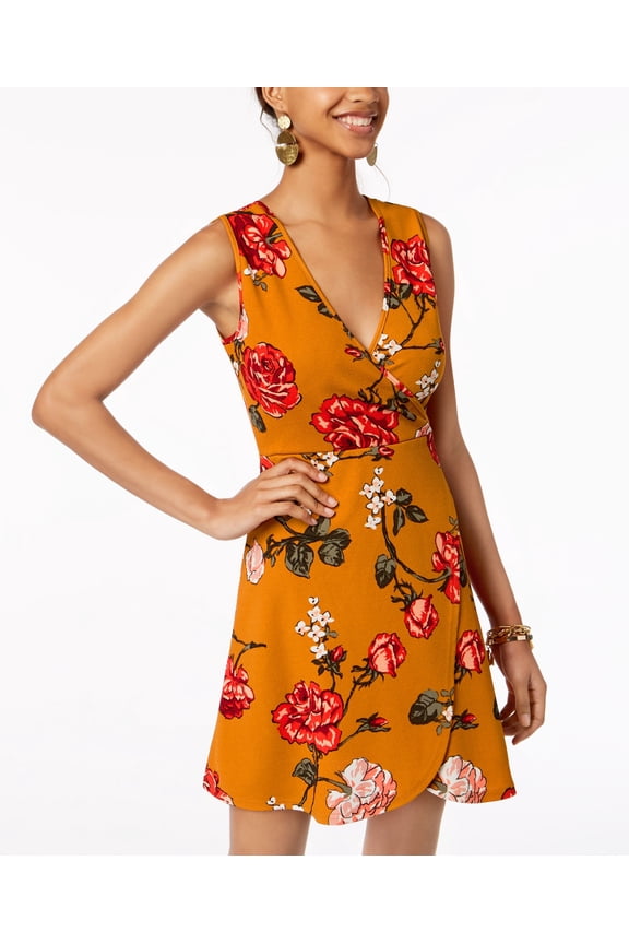 Juniors Liverpool Printed Wrap Dress Yellow Inca L