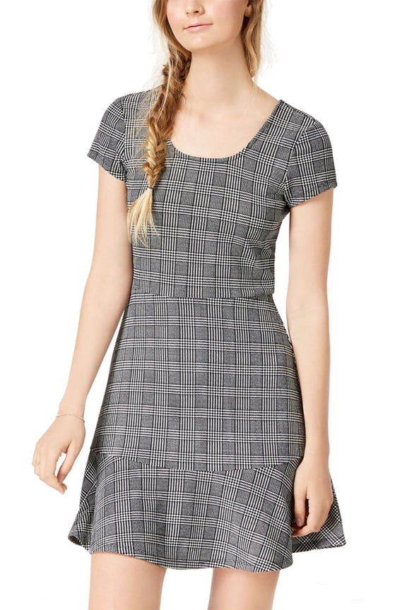 Juniors Printed Fit Flare Dress Black Beauty S