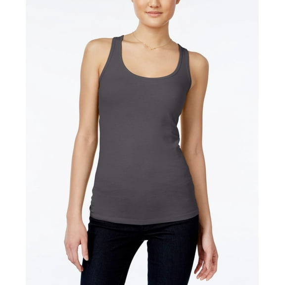 Planet Gold Juniors Racerback Tank Top Charcoal Heather S