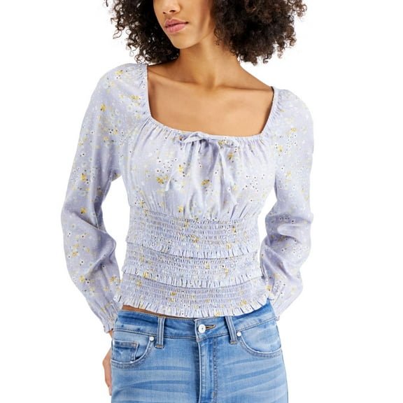 Planet Gold Juniors Square-Neck Smocked Top