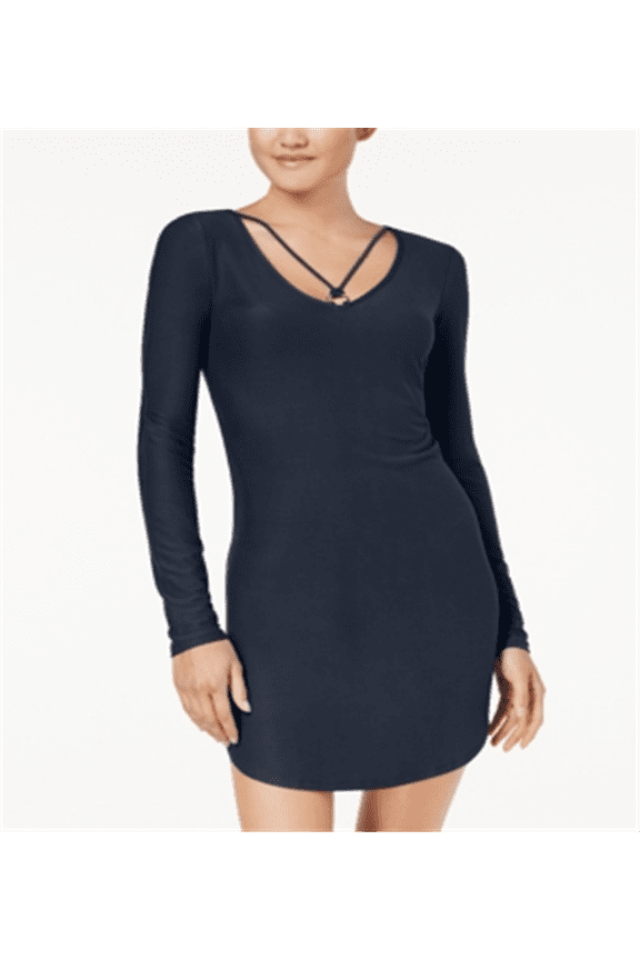 Juniors' Strap-Detailed Soft Bodycon Dress Navy L