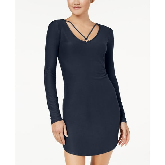 Planet Gold Juniors Strap Detailed Soft Bodycon Dress Navy XL