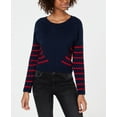 thumbnail image 1 of Planet Gold Juniors Striped Rib Knit Sweater Maritime Flame Combo L, 1 of 1