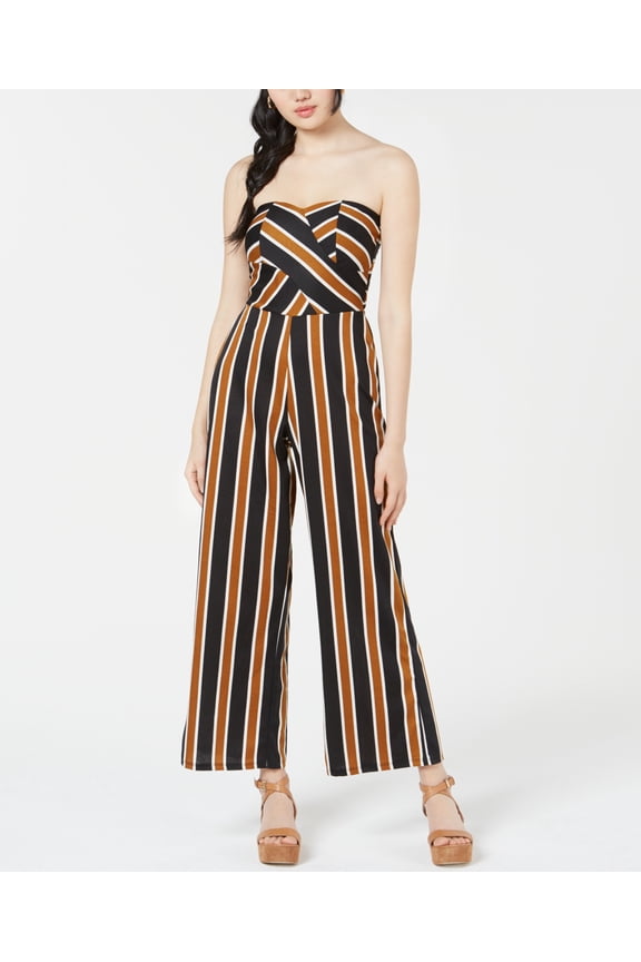 Juniors Striped Sweetheart Jumpsuit Size L