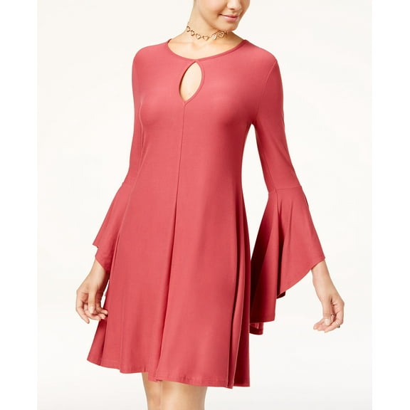 Planet Gold Juniors Super Soft Ruffle Sleeve Shift Dress Earth Red S