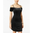 thumbnail image 1 of Planet Gold Juniors Velvet Cold Shoulder Dress Black Beauty L, 1 of 1