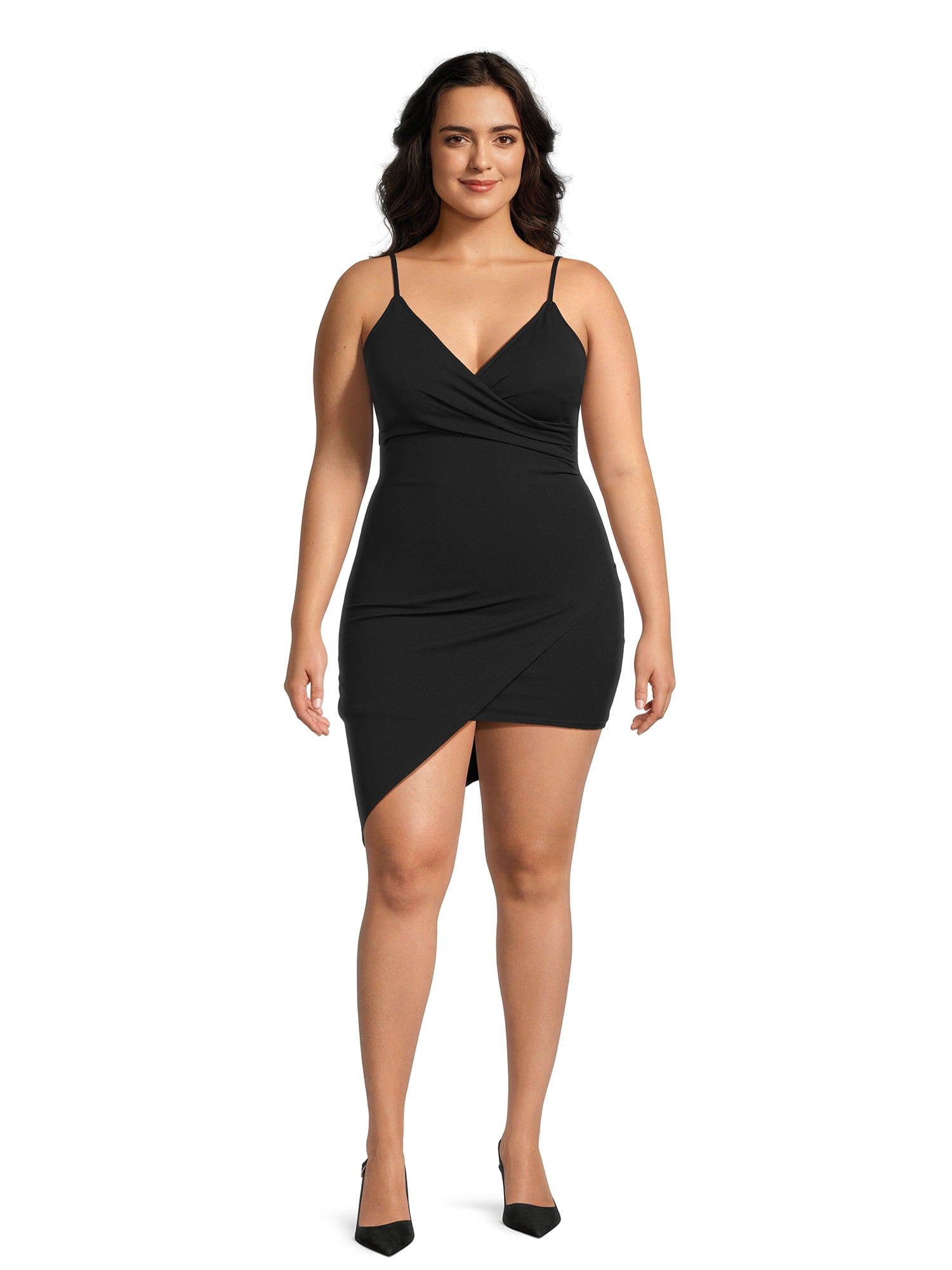 MSRP $100 Alfani Petite Belted Wrap Dress Black Womens Size Petite Large