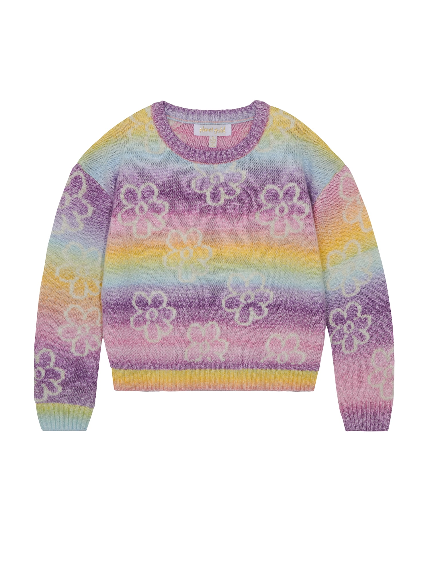 Planet Gold Girls Bow Print Ombre Sweater, Sizes 12M-18