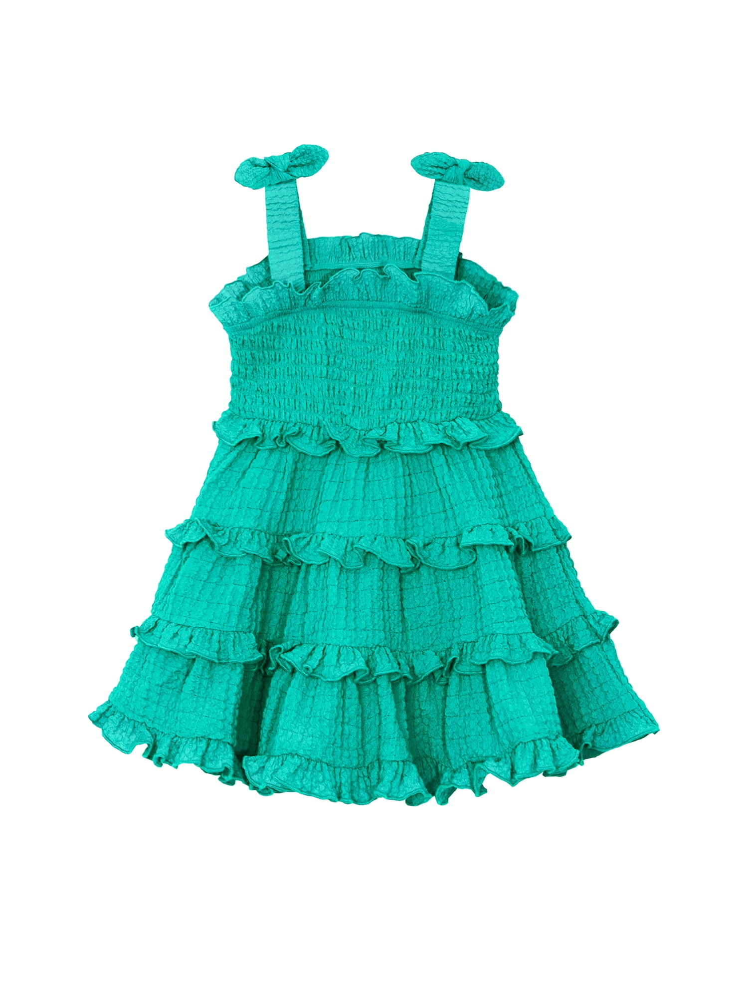 Planet Gold Toddler & Girls Summer Sleeveless Tiered Dress with Tie Straps, Sizes 12M-18