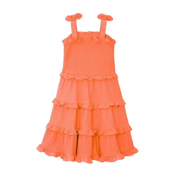 Planet Gold Toddler & Girls Summer Sleeveless Tiered Dress with Tie Straps, Sizes 12M-18