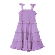 PLANET GOLD Toddler & Girls Summer Sleeveless Tiered Dress with Tie Straps, Sizes 12M-18