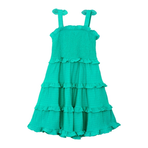 Planet Gold Toddler & Girls Summer Sleeveless Tiered Dress with Tie Straps, Sizes 12M-18