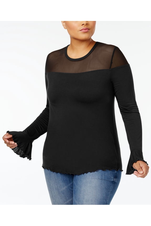 Trendy Plus Size Illusion Top Black 2X