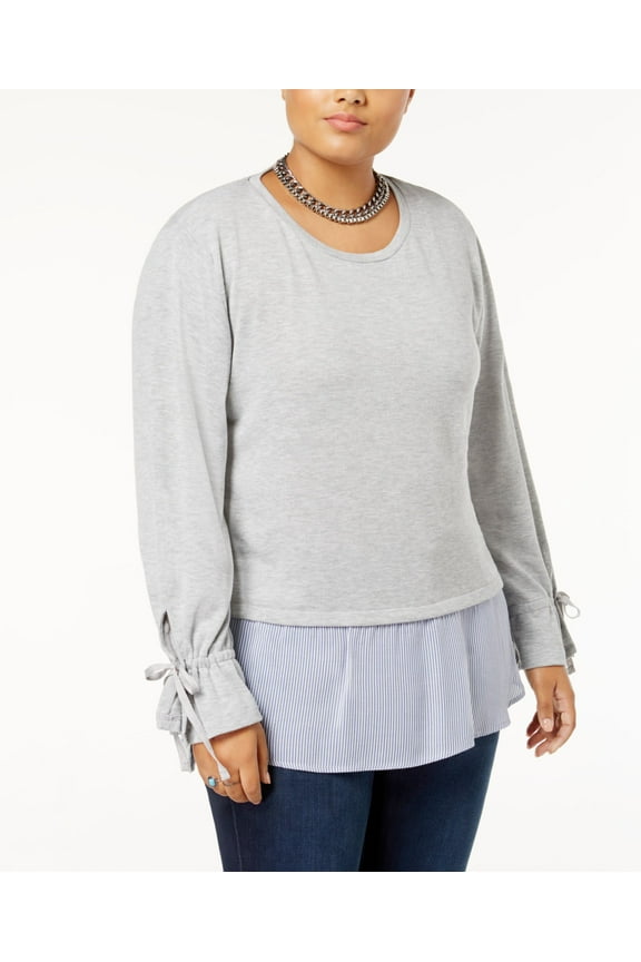 Planet Gold Trendy Plus Size Layered Look Top Shadow Grey 3X