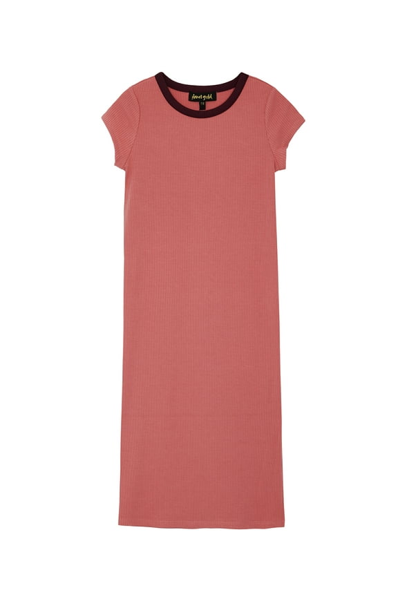 Tween Girls' Short Sleeve Midi Rib Dress, Sizes 4-18