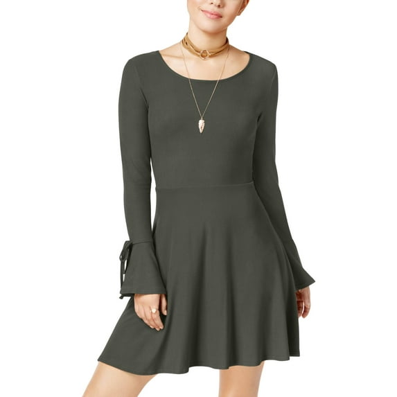 Planet Gold Womens Juniors Bell Sleeves Scoop Neck Mini Dress