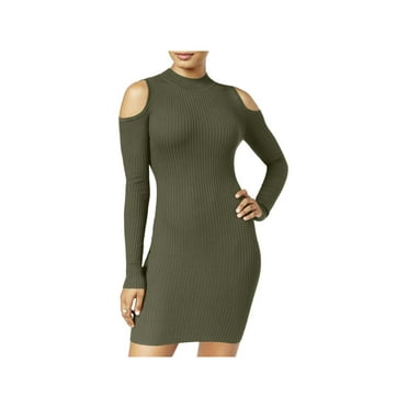 Planet Gold Womens Juniors Cold Shoulder Mini Sweaterdress