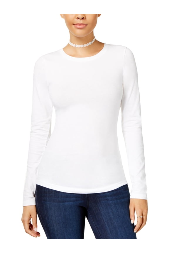 Womens Juniors Round Neck Long Sleeves T-Shirt