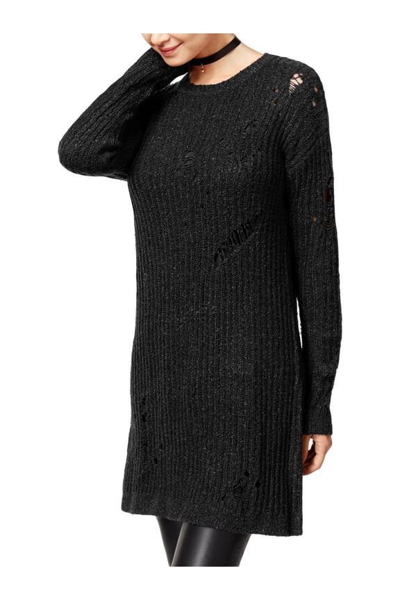 Womens Knit Ripped Tunic Sweater