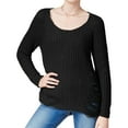 thumbnail image 1 of Planet Gold Womens Zip Back Pullover Sweater, Black, Juniors, Large, 1 of 1