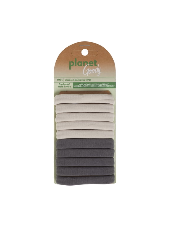Planet Goody Seamless Hair Elastics for Thicker Hair, Black & White, 10 Count