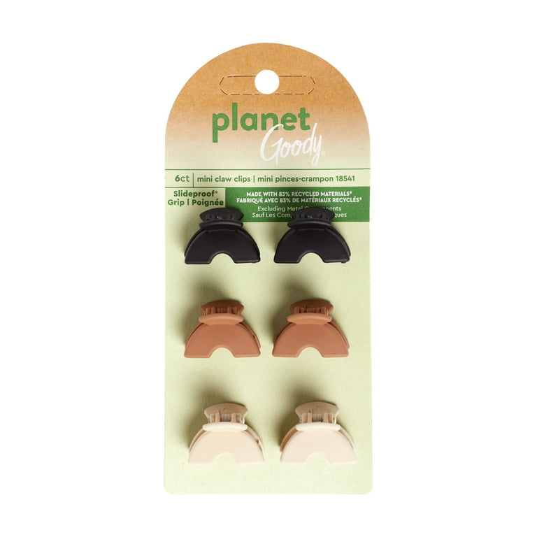 Planet Goody Slide Proof Mini Recycled Claw Clips, All Ages