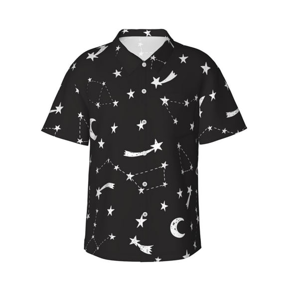 Planet Hawaiian Shirts For Men, Summer Short-Sleeve Relaxed-Fit Button-Down Shirts X-Large