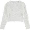 thumbnail image 1 of PLANET HEART Womens Pearl Embellished Cable-Knit Chenille Knit Sweater, White, Juniors, X-Large, 1 of 1