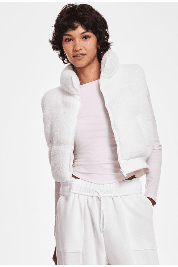 Juniors' Sherpa Puffer Vest - Egret - XSUS