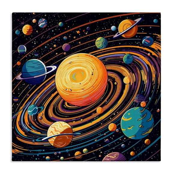 Stupell Industries Planet Illustration Spiral Canvas Wall Art, design by Creative Studio, 17 x 17