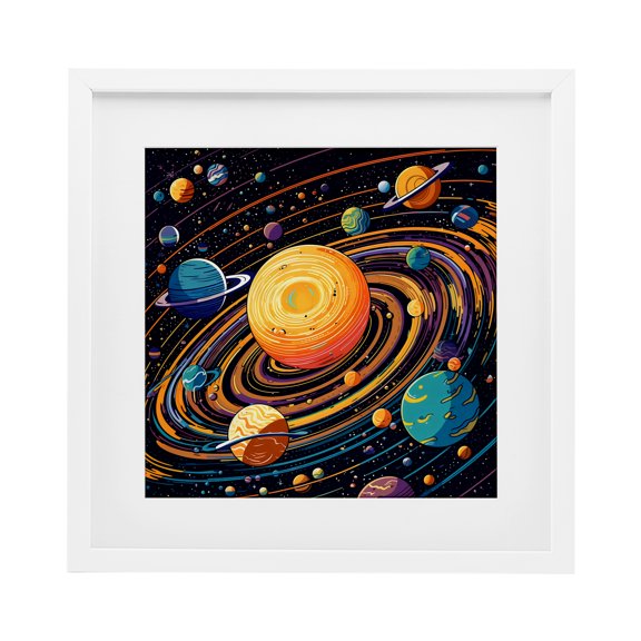 Stupell Industries Planet Illustration Spiral White Framed Print Under Glass, design by Creative Studio, 16 x 16