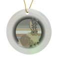thumbnail image 1 of 3drose, Planet Jackalope Funny Mythical Creature Cute Rabbit, Circle Porcelain Ornament, 1 of 7