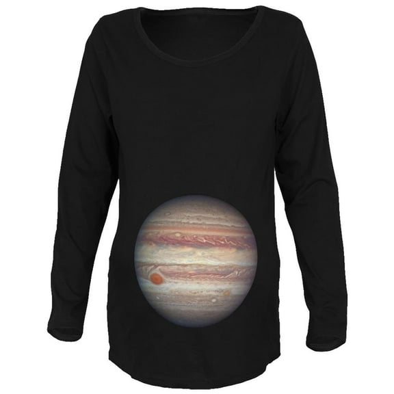 Planet Jupiter Pregnancy Costume Maternity Soft Long Sleeve T Shirt Black 2XL