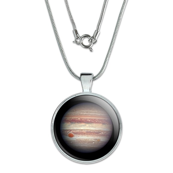 Planet Jupiter Solar System 1" Pendant with Sterling Silver Plated Chain