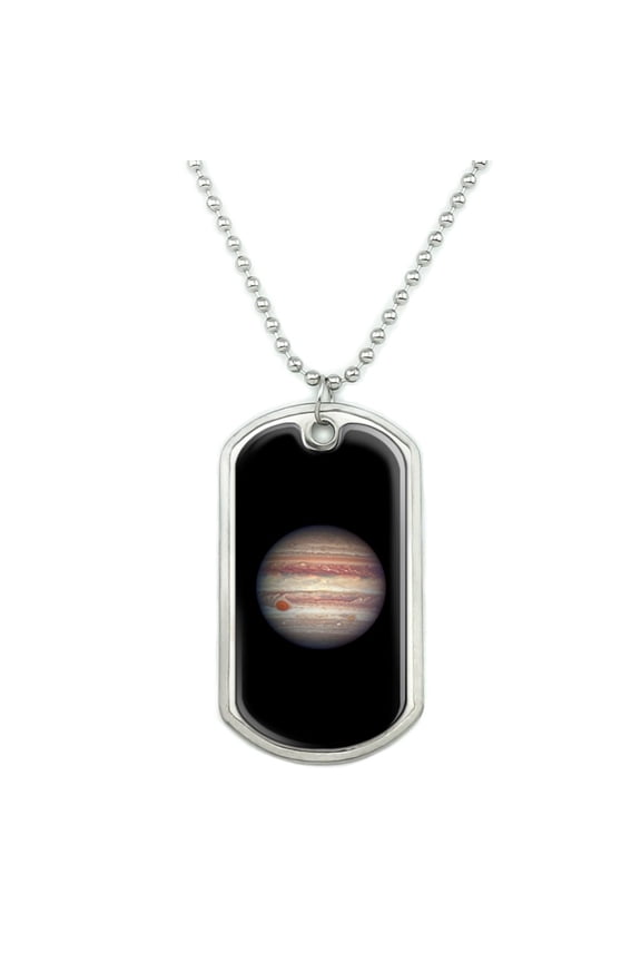 Planet Jupiter Solar System Military Dog Tag Pendant Necklace with Chain