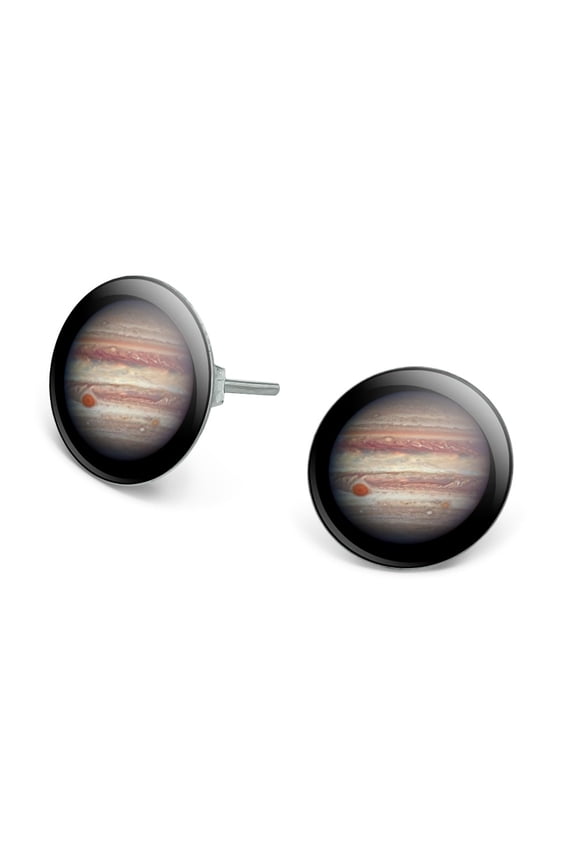 Planet Jupiter Solar System Novelty Silver Plated Stud Earrings