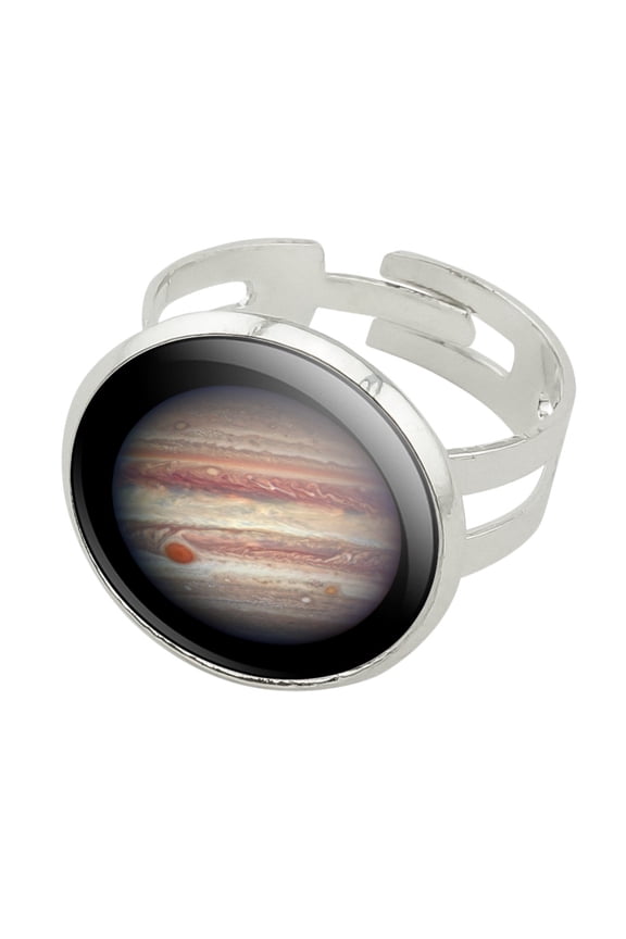 Planet Jupiter Solar System Silver Plated Adjustable Novelty Ring