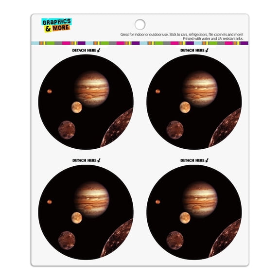 Planet Jupiter With Io Europa Ganymede and Callisto Moons Space Refrigerator Fridge Locker Vinyl Circle Magnet Set